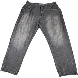 Evolution In Design Jeans Mens 42 Baggy Argyle Pocket Faded Black Wide Leg Y2K